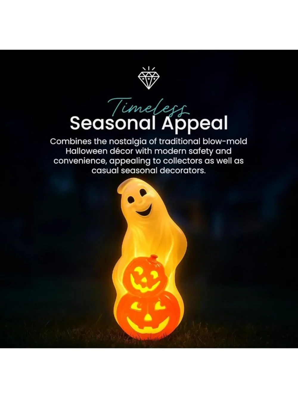 60W Light Up Ghost & Pumpkin Halloween Garden Statue - Outdoor Decor